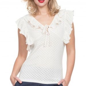 Voodoo Vixen Cream 1950s Rockabilly Blouse Vintage